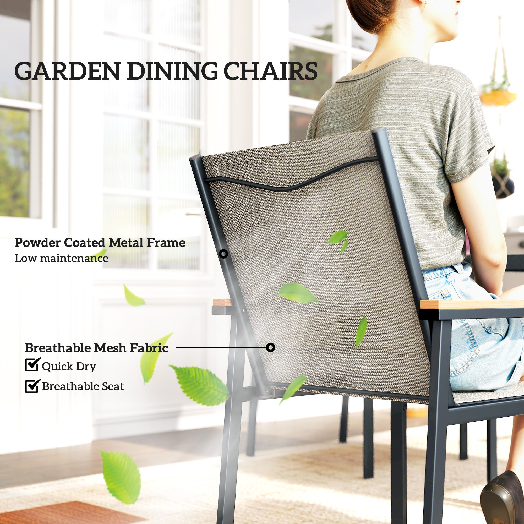 Seven-Piece Metal Garden Dining Set, with Glass-Top Table - Khaki