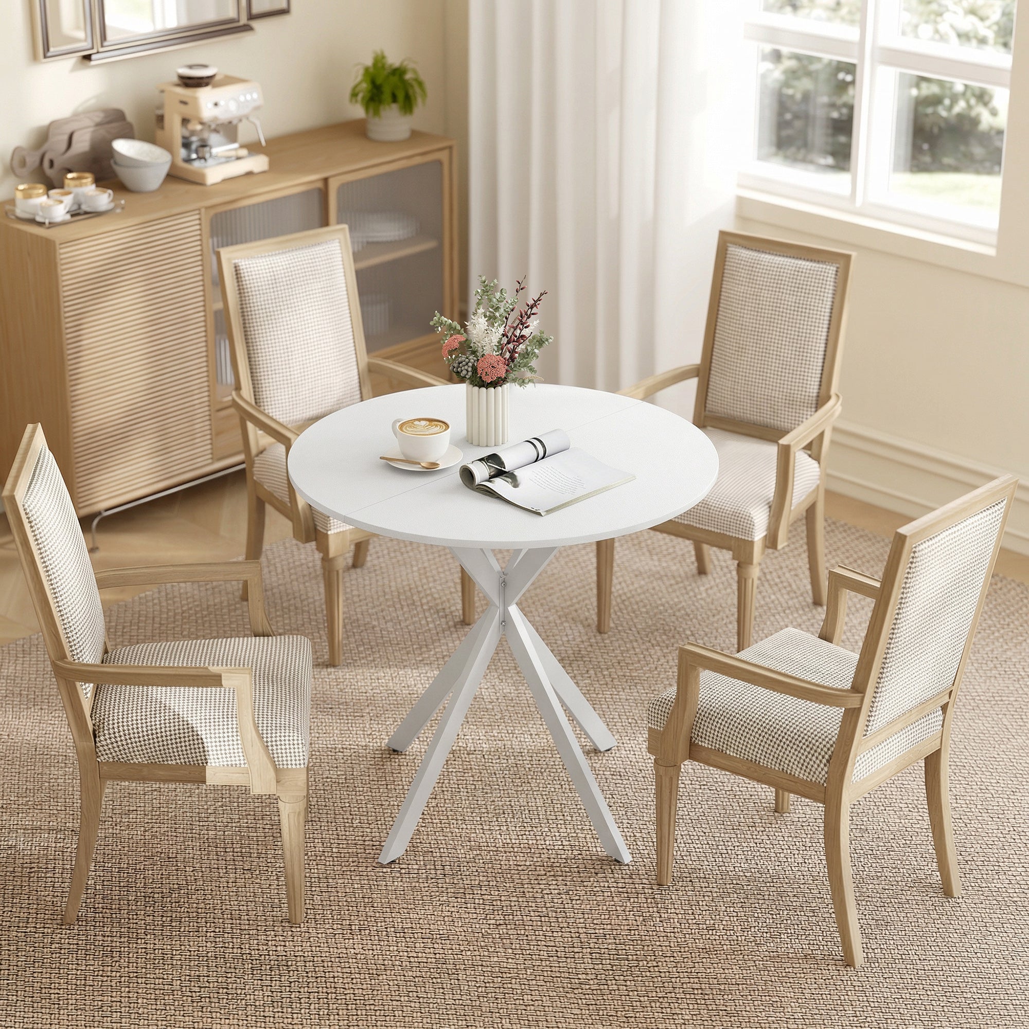 80cm Industrial Round Dining Table - White