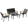 Outdoor Sofa 4 Seater Garden Sofa Set with Loveseat 2 Chairs and Coffee Table Black
