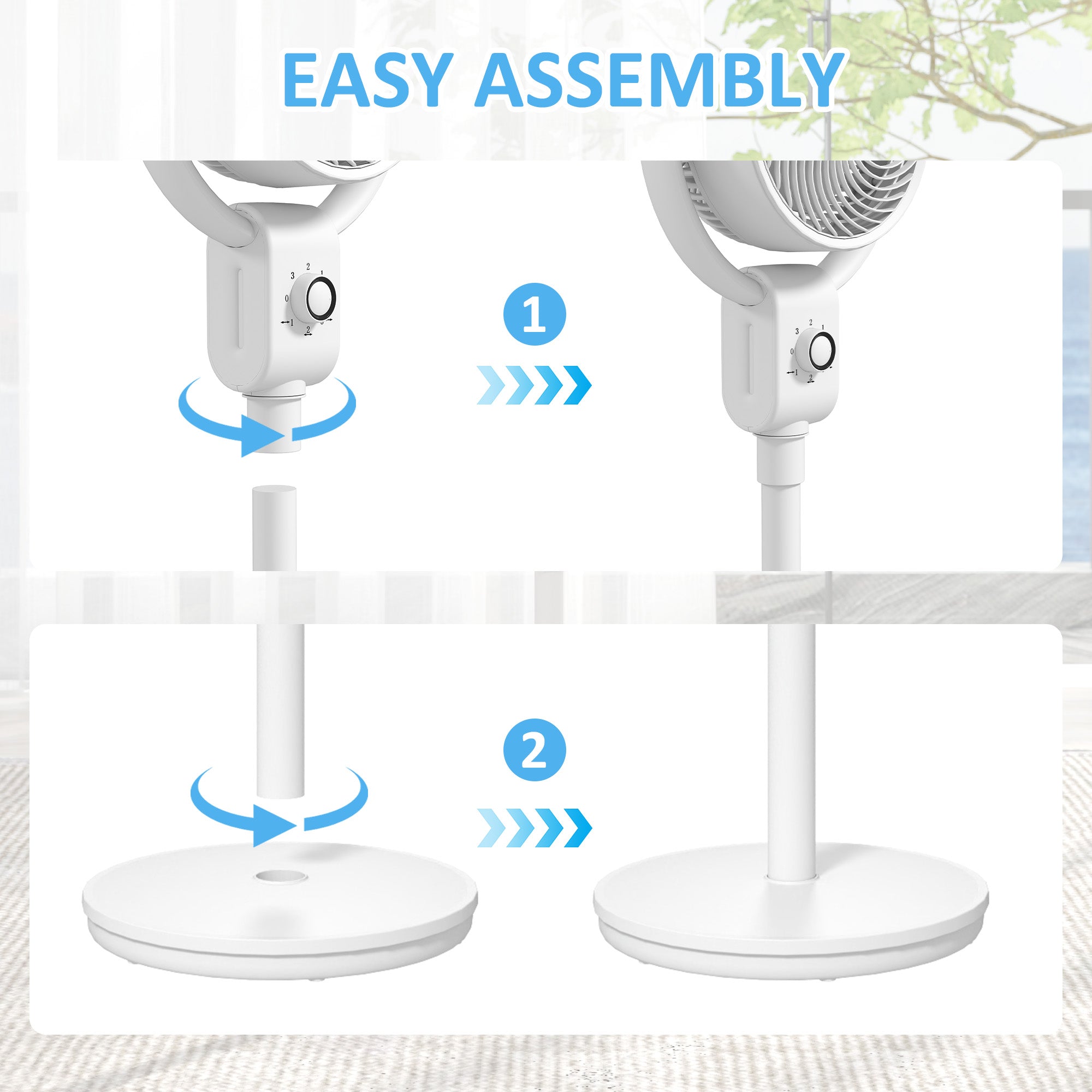 Pedestal Air Circulation Fan with Oscillating, White
