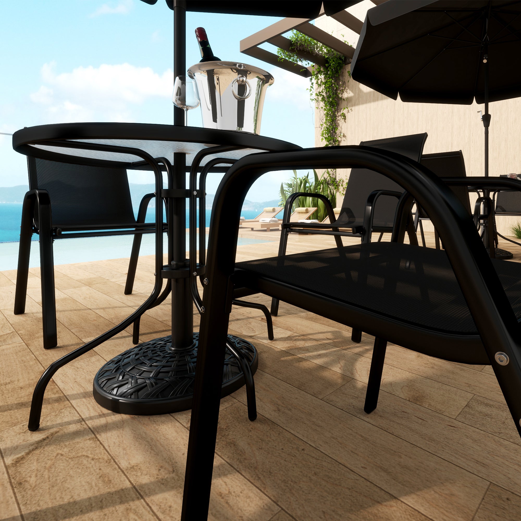 12kg Heavy Duty Resin Parasol Base for 38mm 48mm Poles - Black