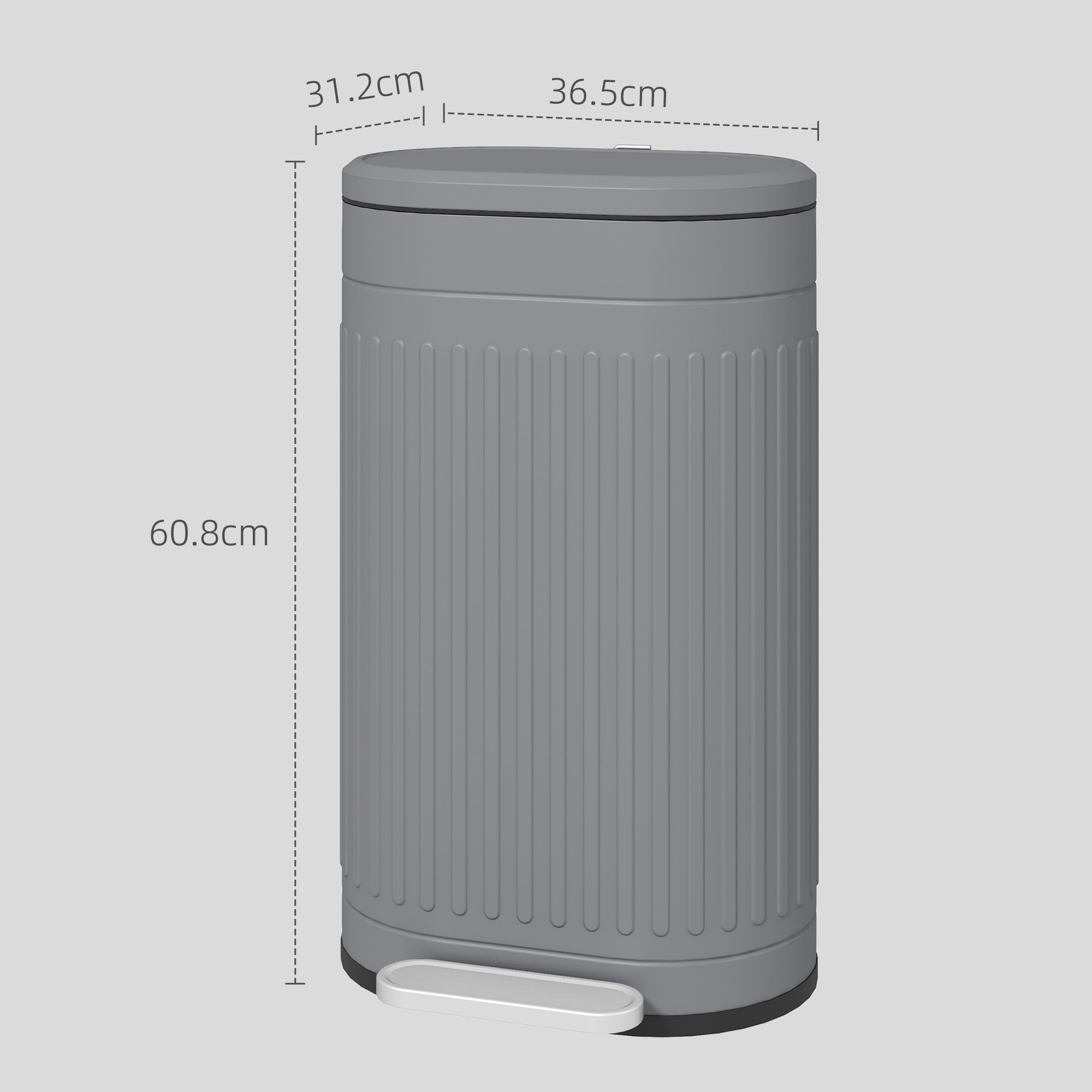 30 Litre Metal Pedal Bin with Soft-Close Lid and Removable Inner Bucket - Grey