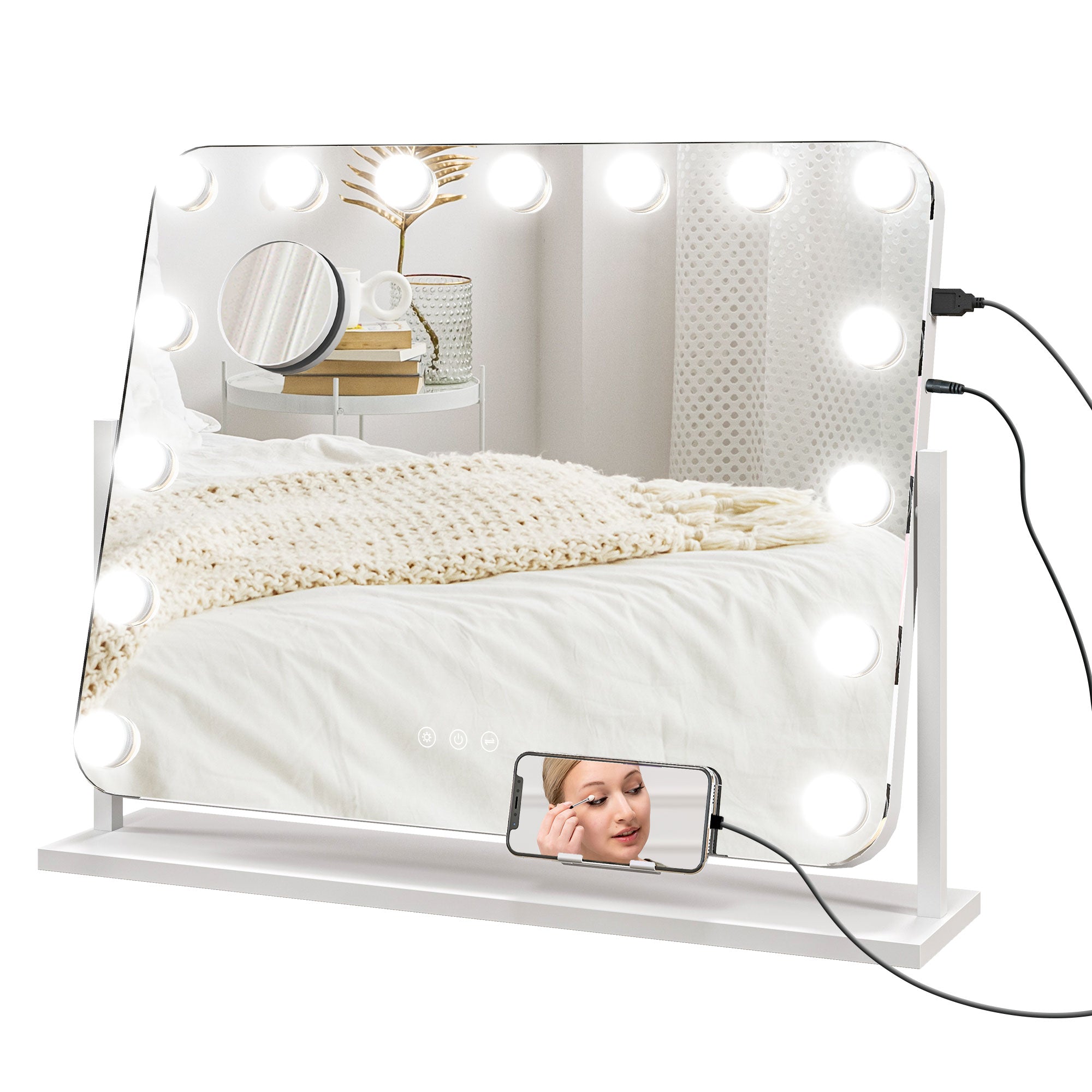 14 LED bulb Tabletop Makeup Mirror, with Adjustable Settings