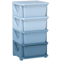 Four-Tier Kids Storage Boxes, with Four Drawers - Blue
