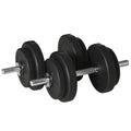 20KG Adjustable Dumbbell Set with Chrome Bars - Black
