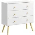 3-Drawer Chest of Drawers Storage Organizer Unit with Wood Legs for Bedroom & Living Room - White