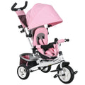 6 in 1 Kids Trike Push Bike with Canopy, 5-Point Safety Belt, Storage & Brake for Ages 1-5 - Pink