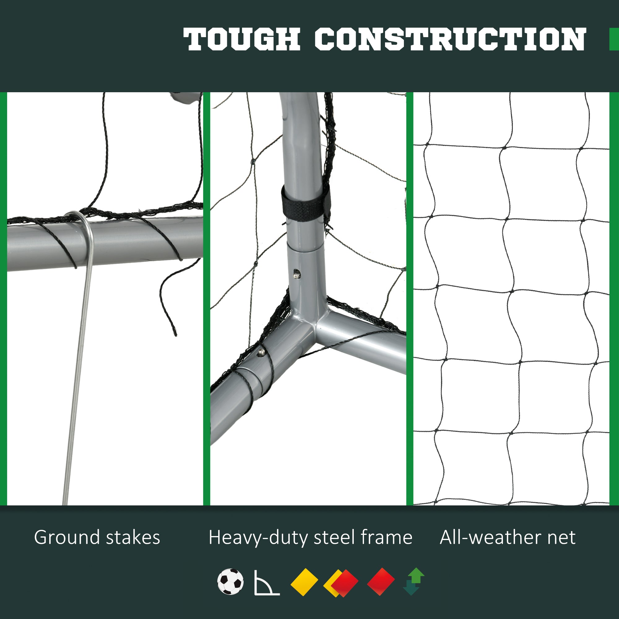 6ft x 4ft Football Goal, Set of 2 Football Net for Garden, Training Goal with Ground Stakes, Steel Frame