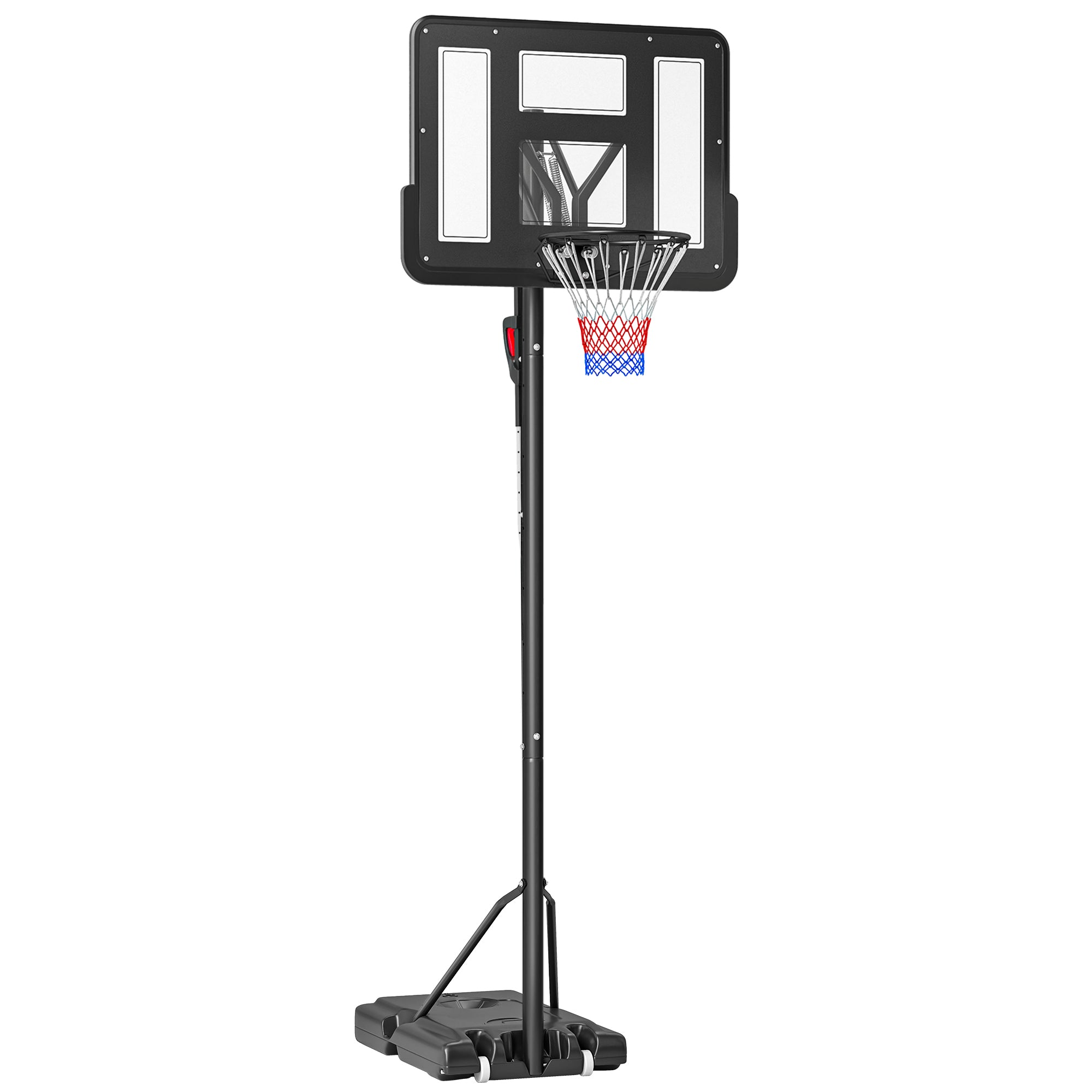 Height Adjustable Basketball System, Freestanding Basketball Hoop and Stand w/ Wheels, 2.35-3.05m