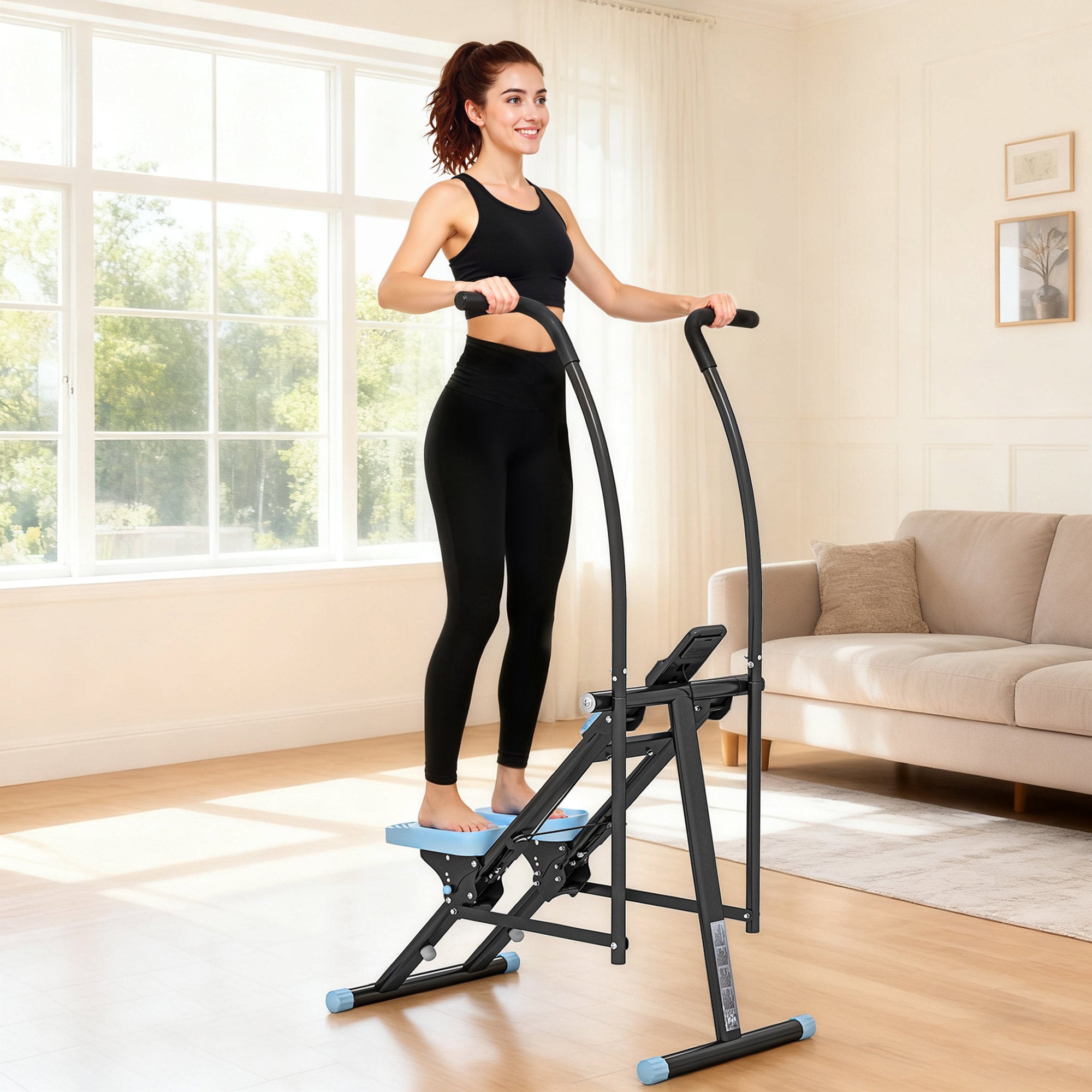 Stair Stepper for Home Gym Exercise, Vertical Climber Machine with LCD Monitor & Adjustable Pedals for Workout