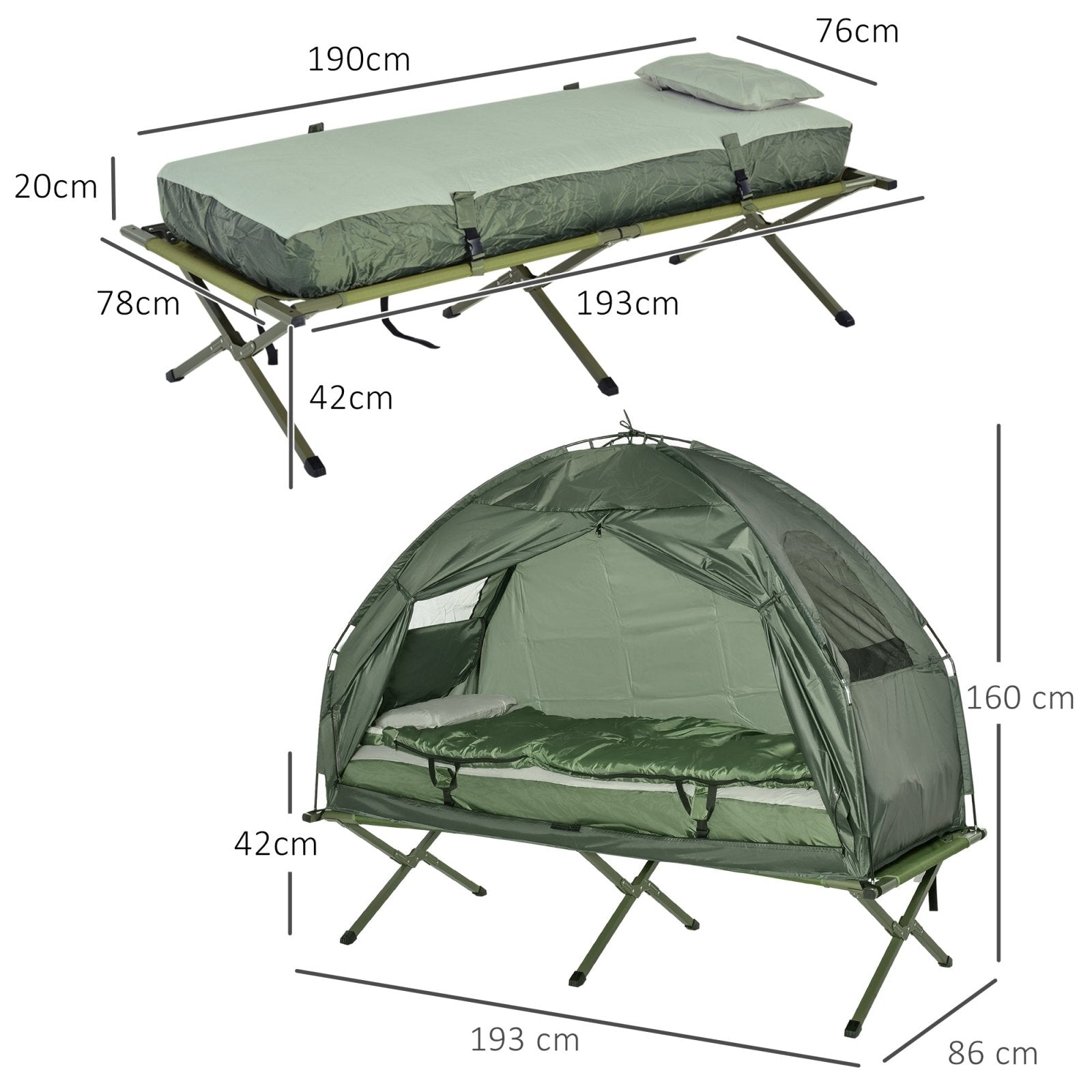 1 person Foldable Camping Tent w/Sleeping Bag Air Mattress Outdoor Hiking Picnic Bed cot w/Foot Pump - Bedzy UK modern and affordable home furniture England