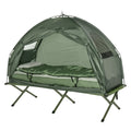 1 Person Foldable Camping Tent Set with Sleeping Bag, Air Mattress & Pillow - Green