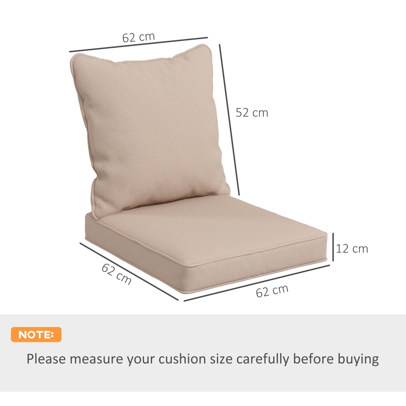 1 - Piece Back and Seat Cushion Pillow Replacement, Patio Chair Cushion Set for Indoor Outdoor, Beige - Bedzy UK modern and affordable home furniture England