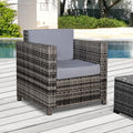 Outdoor Grey Rattan Armchair with Fire-Resistant Cushions - Grey