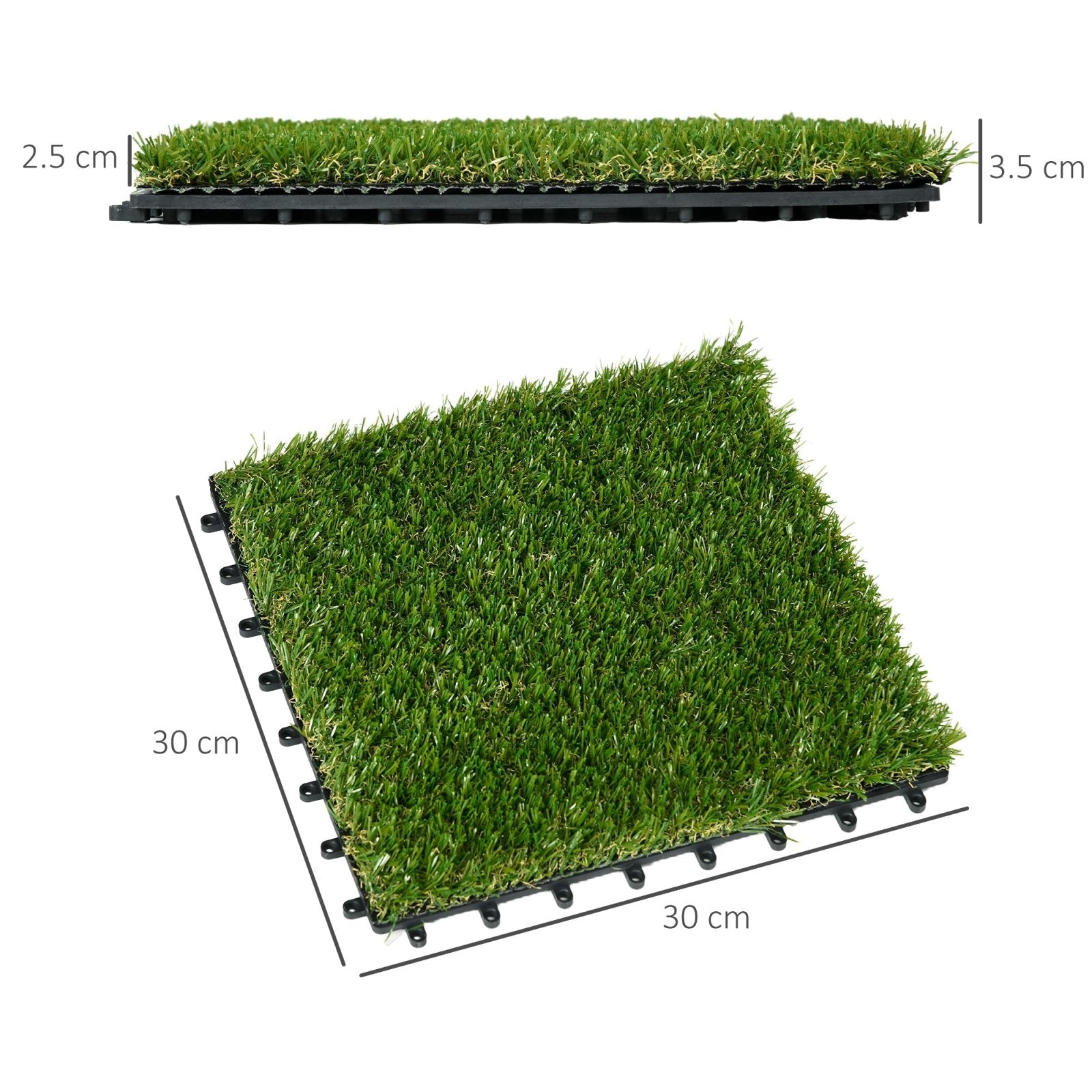 10 PCs 30 x 30cm Artificial Grass Turf, 25mm Pile Height Grass Carpet Fake Grass Mat UV Resistance for Outdoor - Bedzy UK modern and affordable home furniture England