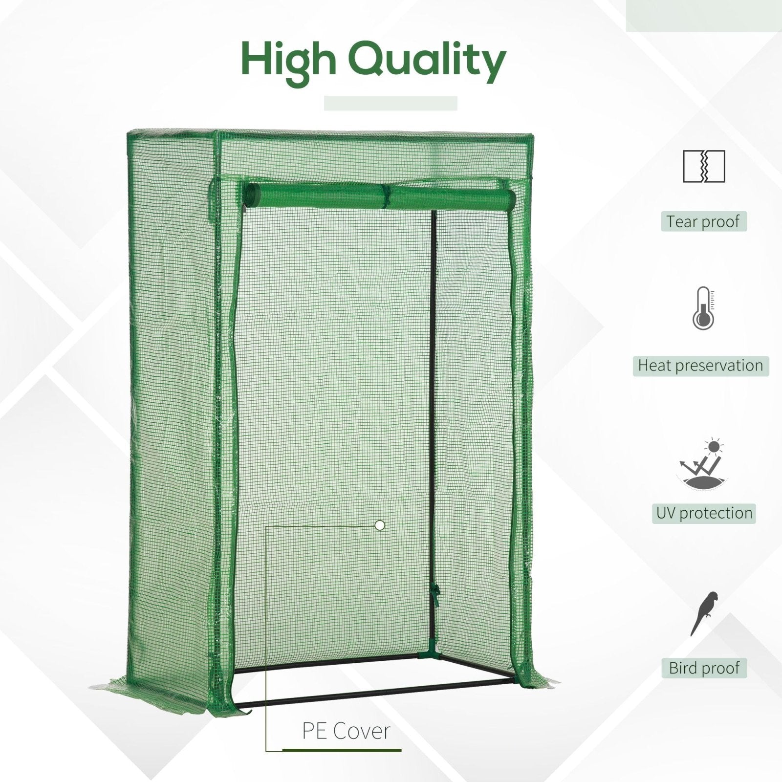 100 x 50 x 150cm Greenhouse Steel Frame PE Cover with Roll - up Door Outdoor for Backyard, Balcony, Garden, Green - Bedzy UK modern and affordable home furniture England