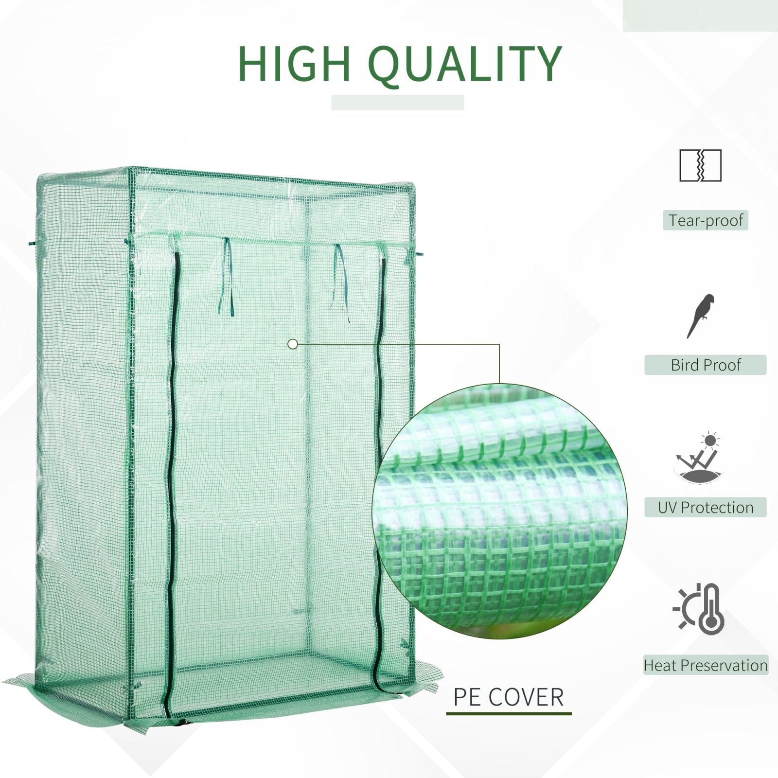 100 x 50 x 150cm Greenhouse Steel Frame PE Cover with Roll - up Door Outdoor for Backyard, Balcony, Garden, Green - Bedzy UK modern and affordable home furniture England