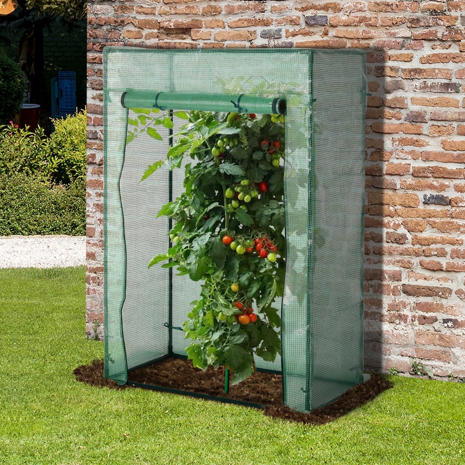 100 x 50 x 150cm Greenhouse Steel Frame PE Cover with Roll - up Door Outdoor for Backyard, Balcony, Garden, Green - Bedzy UK modern and affordable home furniture England