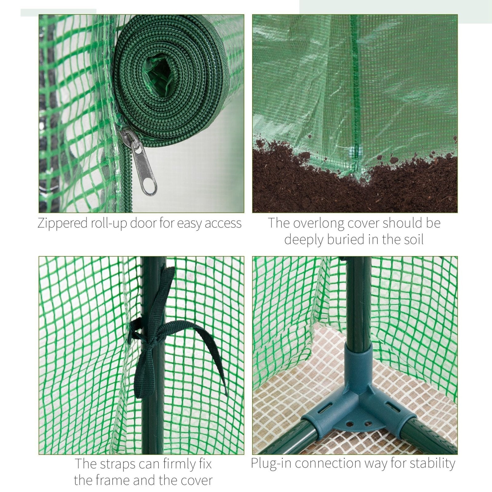 100 x 50 x 150cm Greenhouse Steel Frame PE Cover with Roll - up Door Outdoor for Backyard, Balcony, Garden, Green - Bedzy UK modern and affordable home furniture England