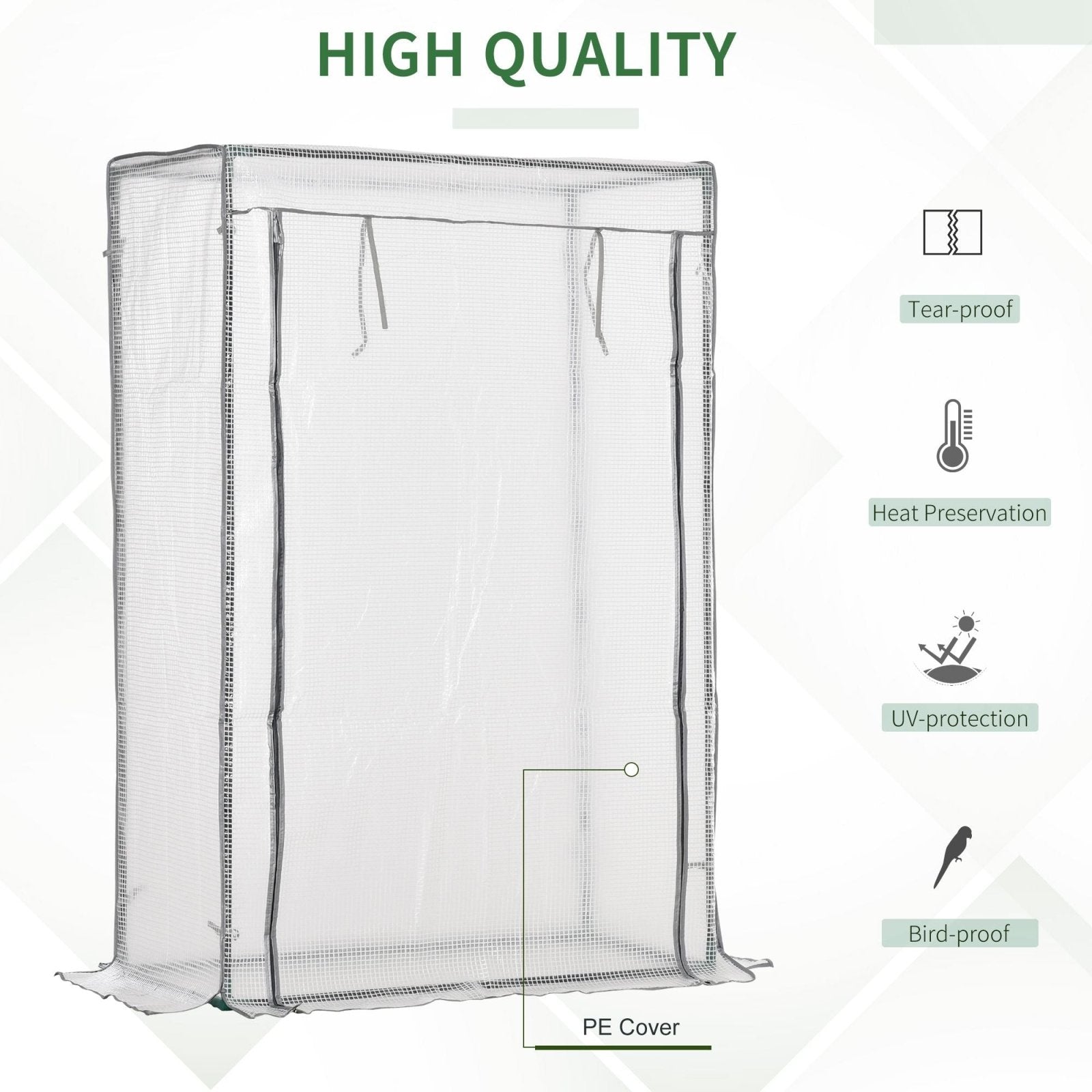 100 x 50 x 150cm Greenhouse Steel Frame PE Cover with Roll - up Door Outdoor for Backyard, Balcony, Garden, White - Bedzy UK modern and affordable home furniture England