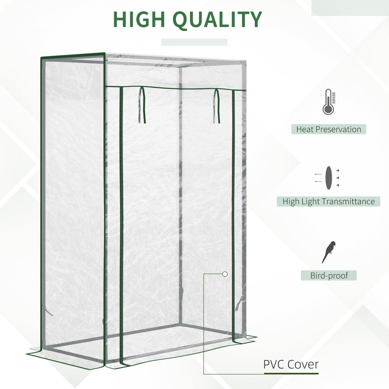 100 x 50 x 150cm Greenhouse Steel Frame PVC Cover with Roll - up Door Outdoor for Backyard, Balcony, Garden, Transparent - Bedzy UK modern and affordable home furniture England