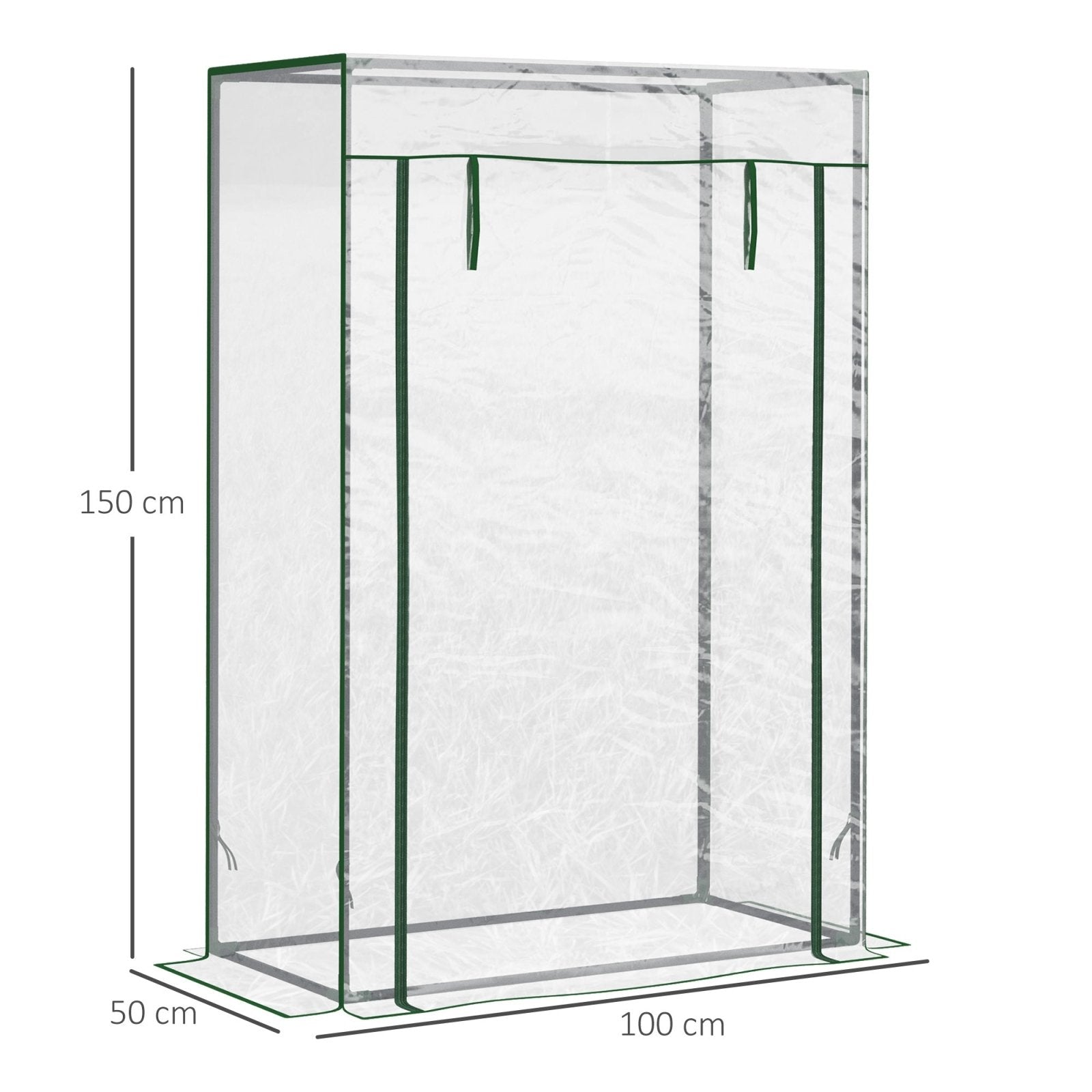 100 x 50 x 150cm Greenhouse Steel Frame PVC Cover with Roll - up Door Outdoor for Backyard, Balcony, Garden, Transparent - Bedzy UK modern and affordable home furniture England