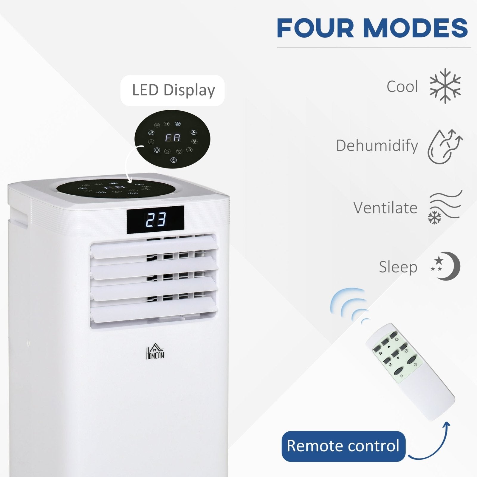 10000 BTU Air Conditioner Portable AC Unit for Cooling Dehumidifying Ventilating with Remote Controller, LED Display, Timer, for Bedroom, White - Bedzy UK modern and affordable home furniture England