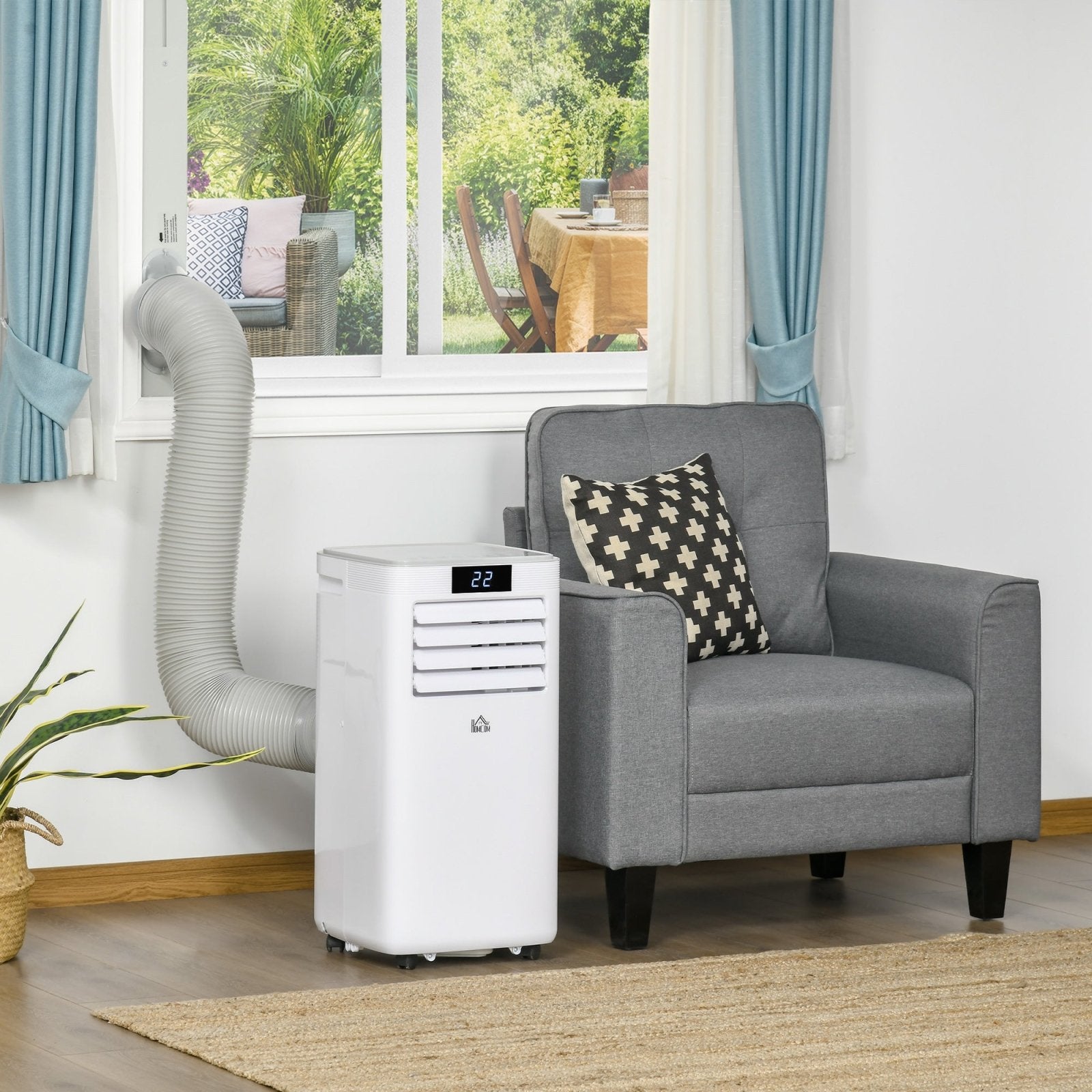 10000 BTU Mobile Air Conditioner Portable AC Unit for Cooling Dehumidifying Ventilating with Remote Controller, LED Displa, White - Bedzy UK modern and affordable home furniture England