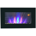 1000W Wall Mounted Tempered Glass Electric Fireplace Heater with LED Flame Effect - Black
