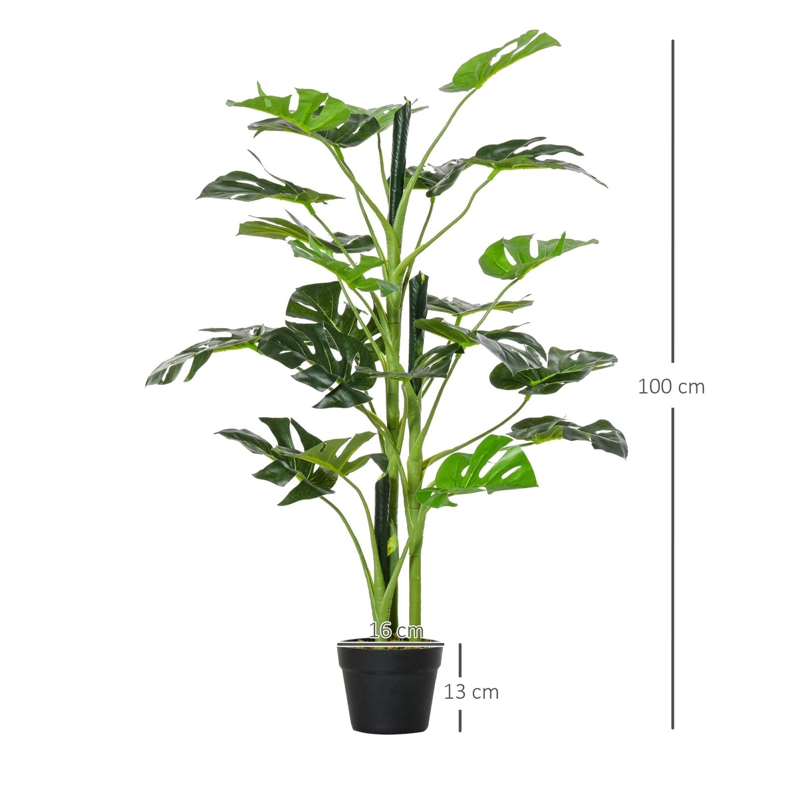 100cm/3.3FT Artificial Monstera Tree, Decorative Cheese Plant 21 Leaves w/ Nursery Pot, Fake Tropical Palm Tree, Set of 2 - Bedzy UK modern and affordable home furniture England