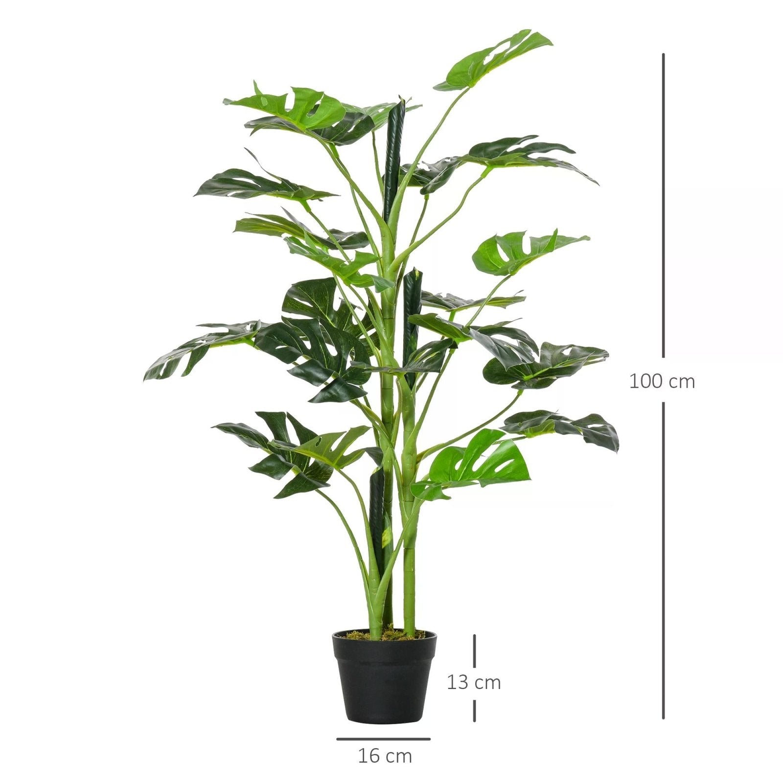 100cm/3.3FT Artificial Monstera Tree Decorative Cheese Plant 21 Leaves with Nursery Pot, Fake Tropical Palm Tree for Indoor Outdoor Décor - Bedzy UK modern and affordable home furniture England