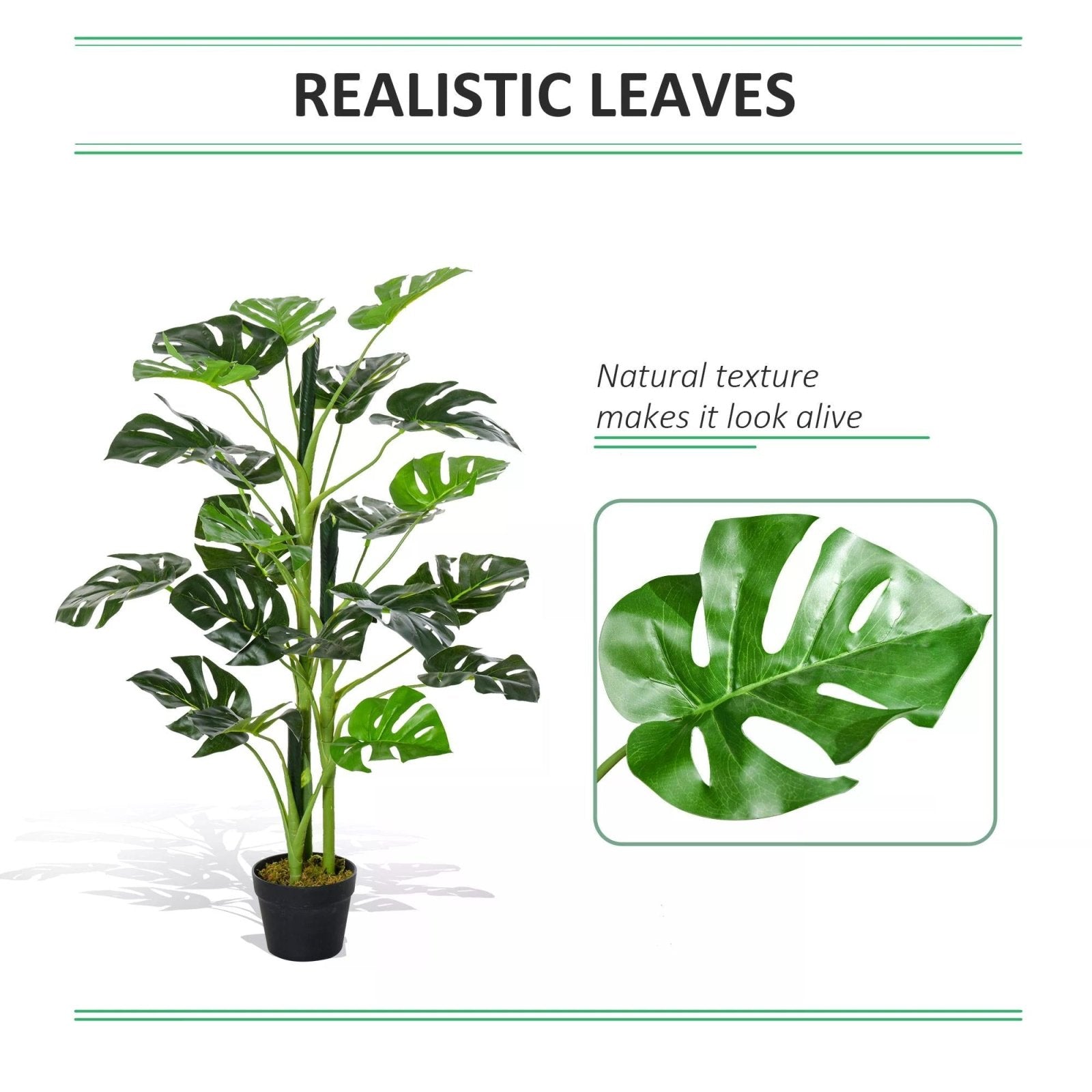 100cm/3.3FT Artificial Monstera Tree Decorative Cheese Plant 21 Leaves with Nursery Pot, Fake Tropical Palm Tree for Indoor Outdoor Décor - Bedzy UK modern and affordable home furniture England