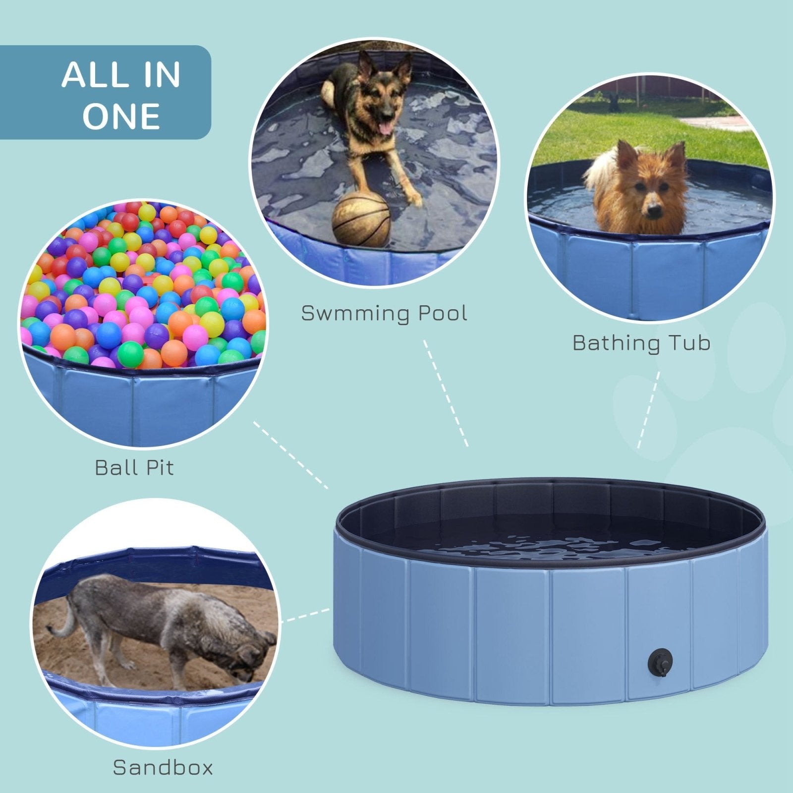 100x30H cm Pet Swimming Pool - Blue - Bedzy UK modern and affordable home furniture England