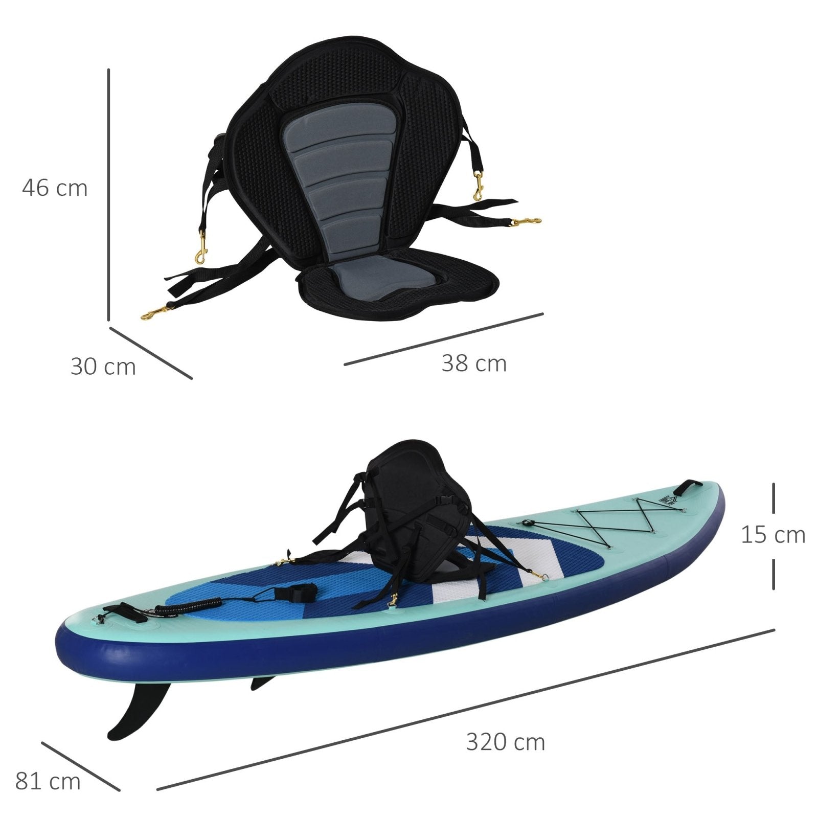 10.5ft Inflatable Stand Up Paddle Board Kayak Conversion Kit SUP Accessories Carry Bag Non - Slip Deck Adj Paddle Seat Pump Leash Green - Bedzy UK modern and affordable home furniture England