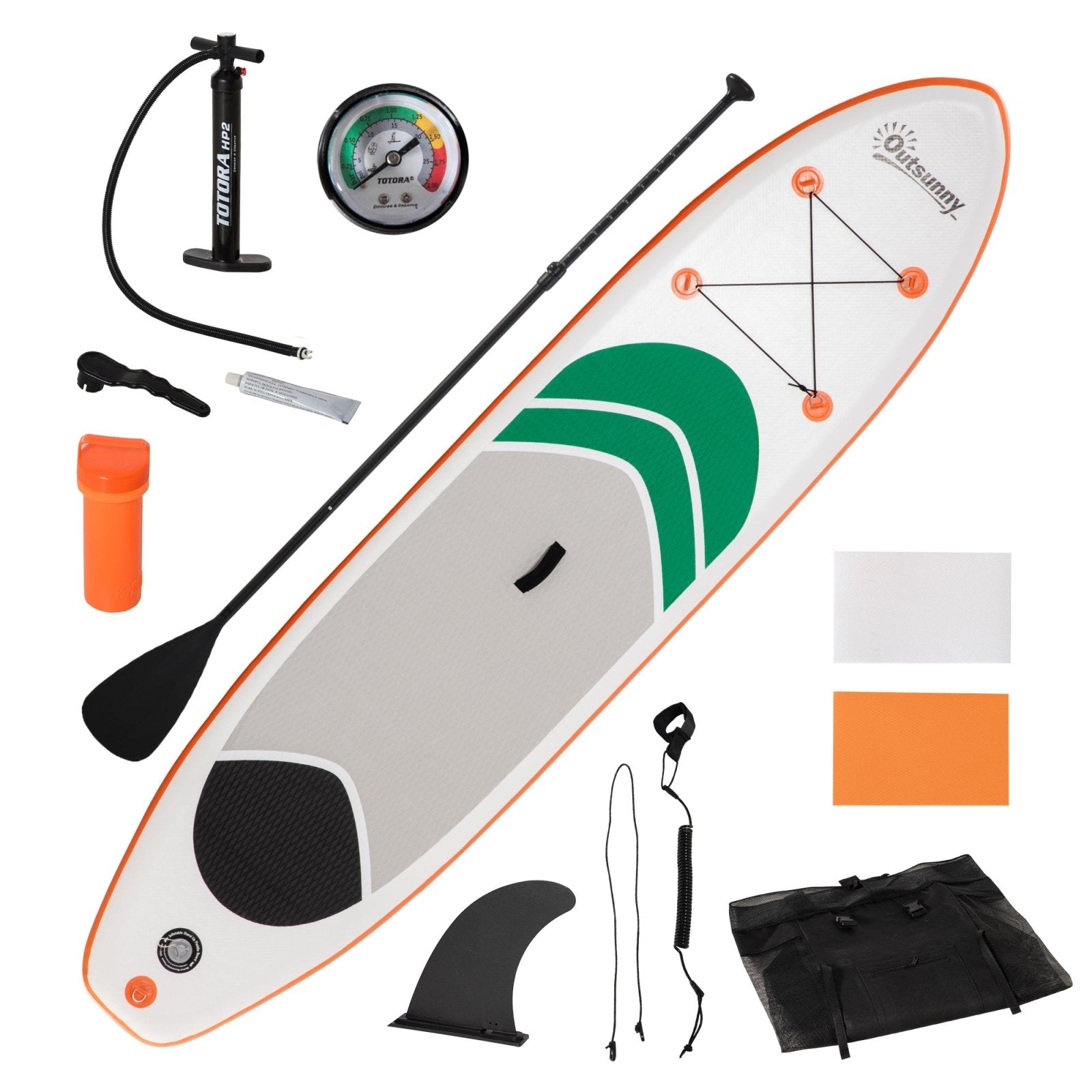 10'6" x 30" x 6" Inflatable Non - Slip Paddle Stand Up Board w/ Adjustable Aluminium Paddle, ISUP Accessories, 320L x 76W x 15H cm - White - Bedzy UK modern and affordable home furniture England