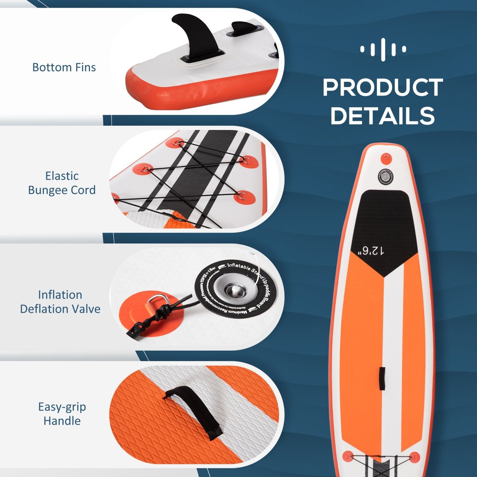 10'6" x 30" x 6" Inflatable Paddle Stand Up Board, Adjustable Aluminium Paddle, Non - Slip Deck Board w/ISUP Accessories, 320Lx76Wx15Hcm, White - Bedzy UK modern and affordable home furniture England