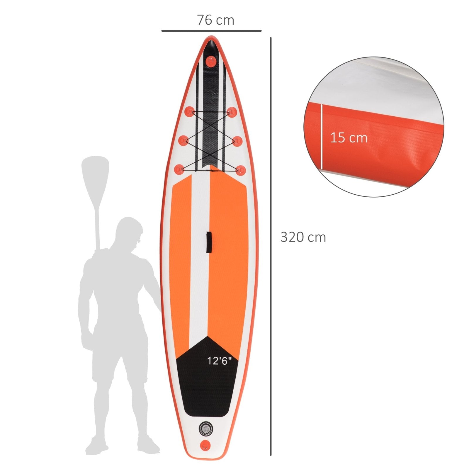 10'6" x 30" x 6" Inflatable Paddle Stand Up Board, Adjustable Aluminium Paddle, Non - Slip Deck Board w/ISUP Accessories, 320Lx76Wx15Hcm, White - Bedzy UK modern and affordable home furniture England