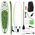 10ft Inflatable Paddle Board Durable Non-Slip Design for Beach Fun - White Green