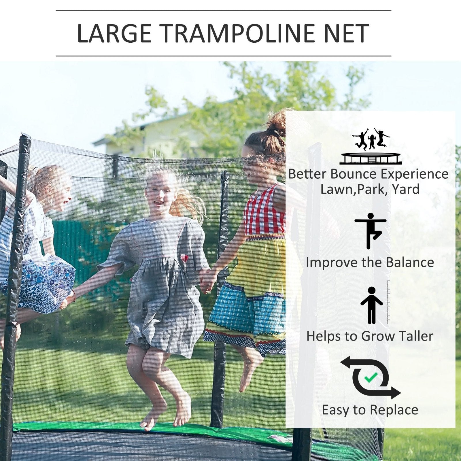 10ft Replacement Safety Trampoline Net with Enclosure - Bedzy UK modern and affordable home furniture England