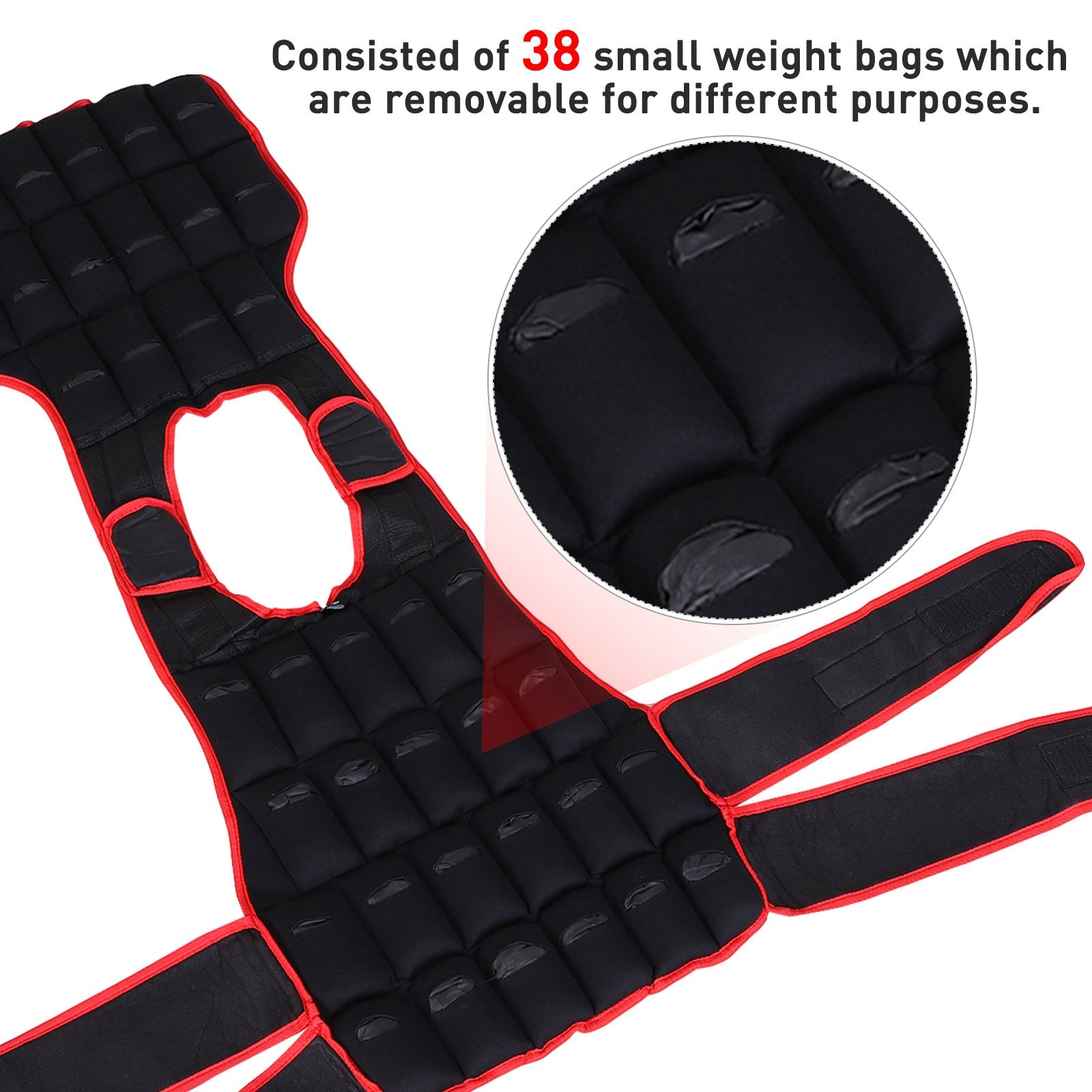 10kg Adjustable Exercise Workout Metal Sand Weight Vest Red - Bedzy UK modern and affordable home furniture England