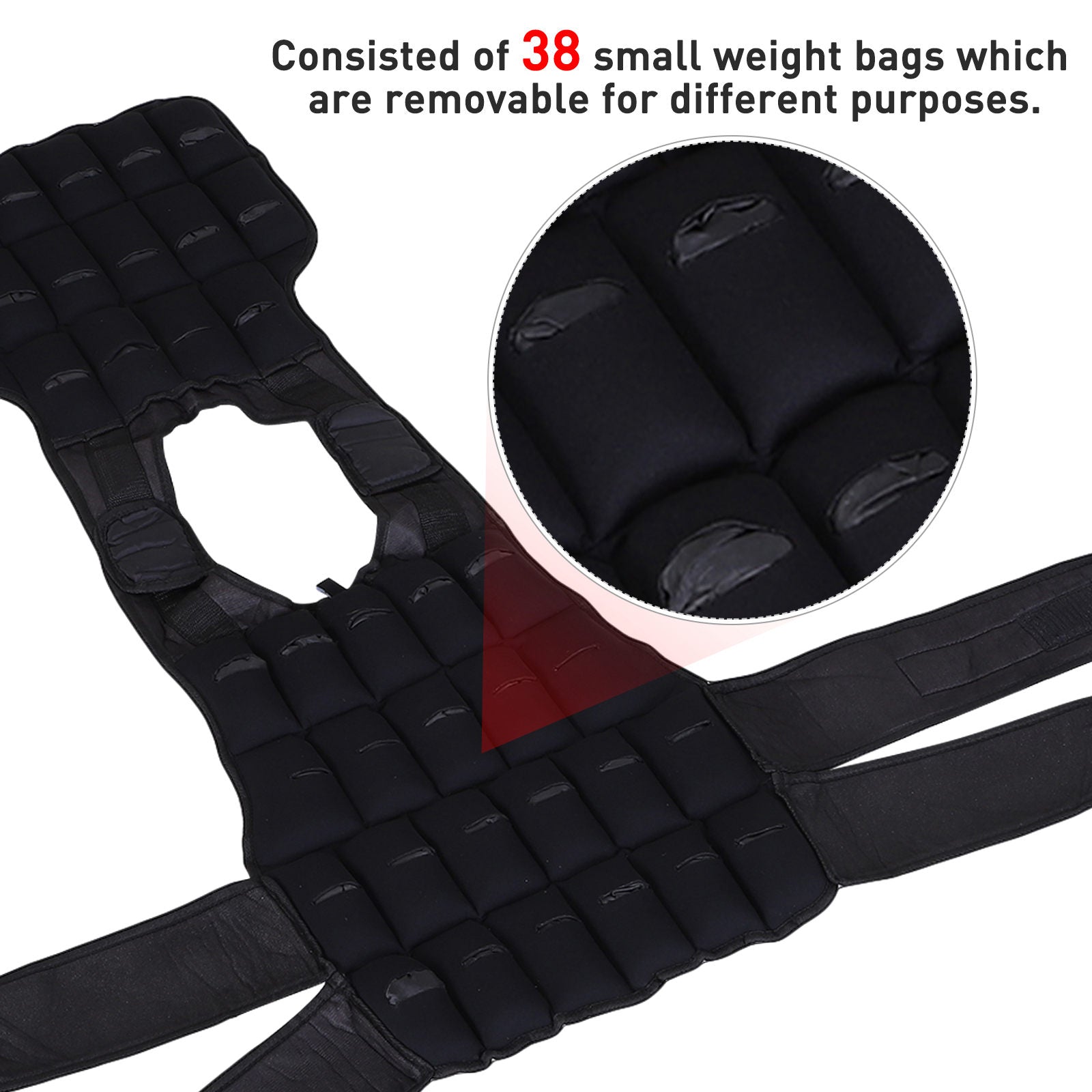 10kg Metal Sand Weight Adjustable Unisex Trainer Vest Black/Red - Bedzy UK modern and affordable home furniture England