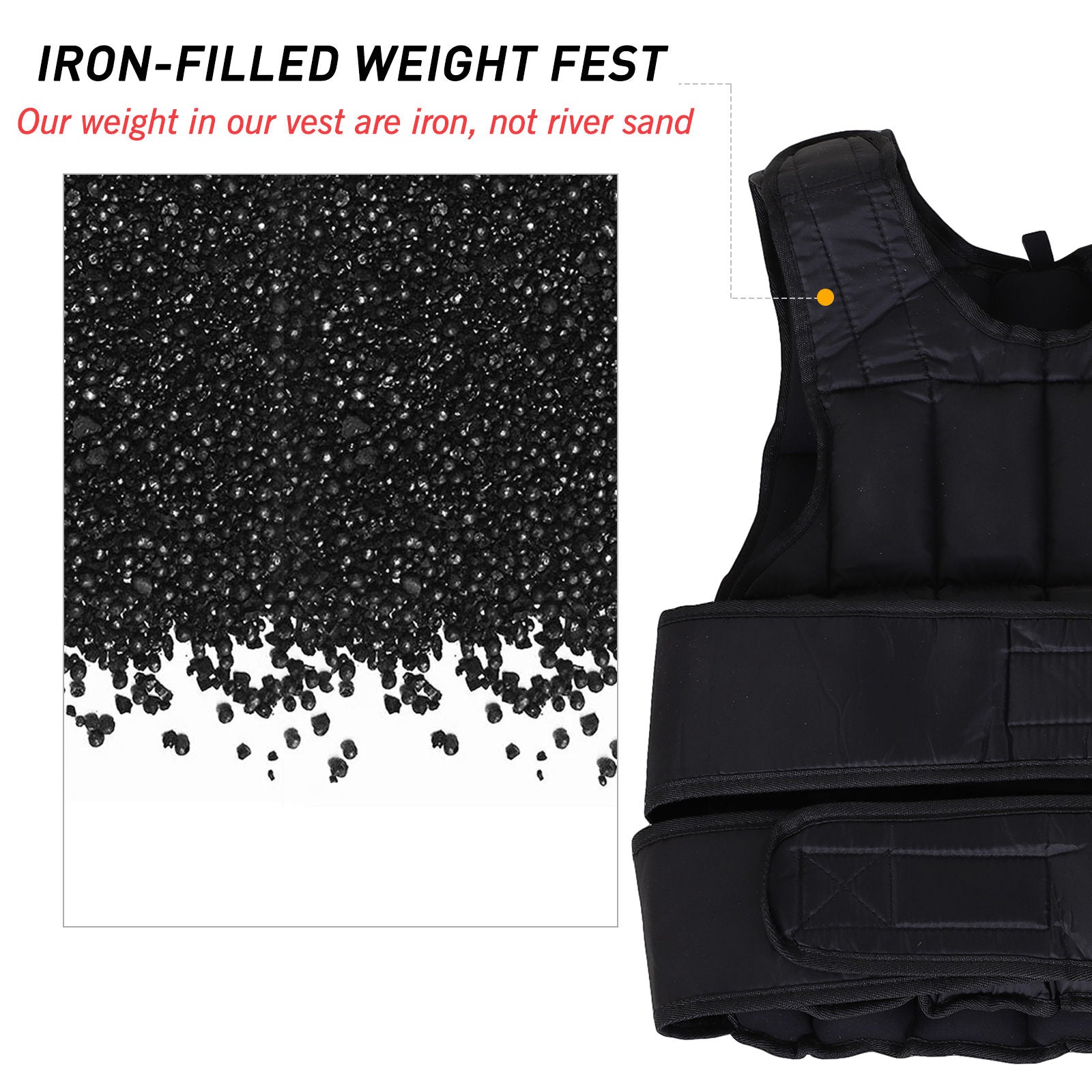 10kg Metal Sand Weight Adjustable Unisex Trainer Vest Black/Red - Bedzy UK modern and affordable home furniture England