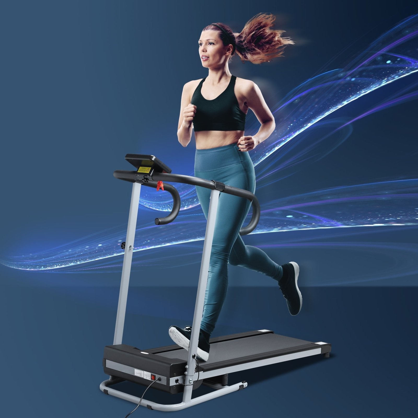 10km/h Unisex Electric Treadmill, Folding Indoor Cardio Treadmill, 1.25HP Motorised Running Jogging Walking Machine, w/ 3 Programs, LCD Monitor - Bedzy UK modern and affordable home furniture England