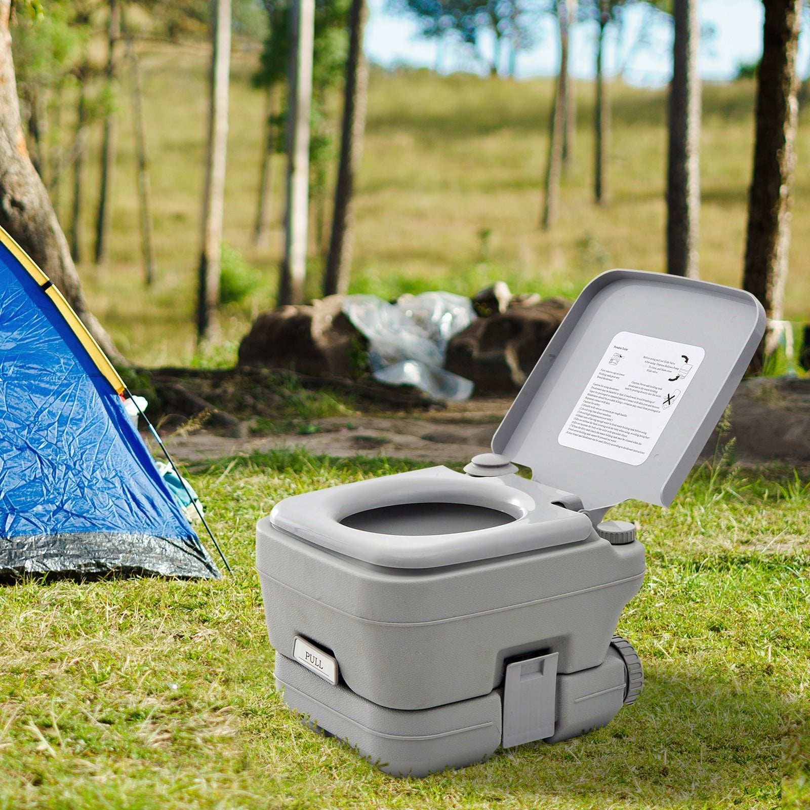 10L Portable Travel Toilet Outdoor Camping Picnic with 2 Detachable Tanks & Push - button Operation, Grey - Bedzy UK modern and affordable home furniture England