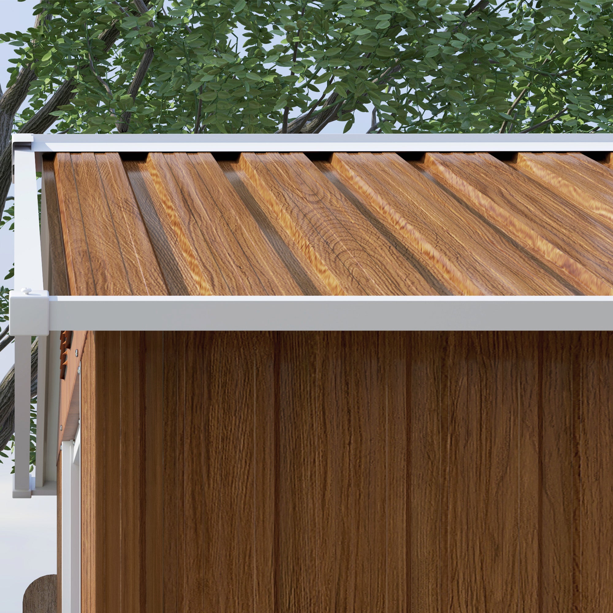 6.5 x 3.5ft Metal Garden Storage Shed with Double Sliding Doors - Brown Wood Effect