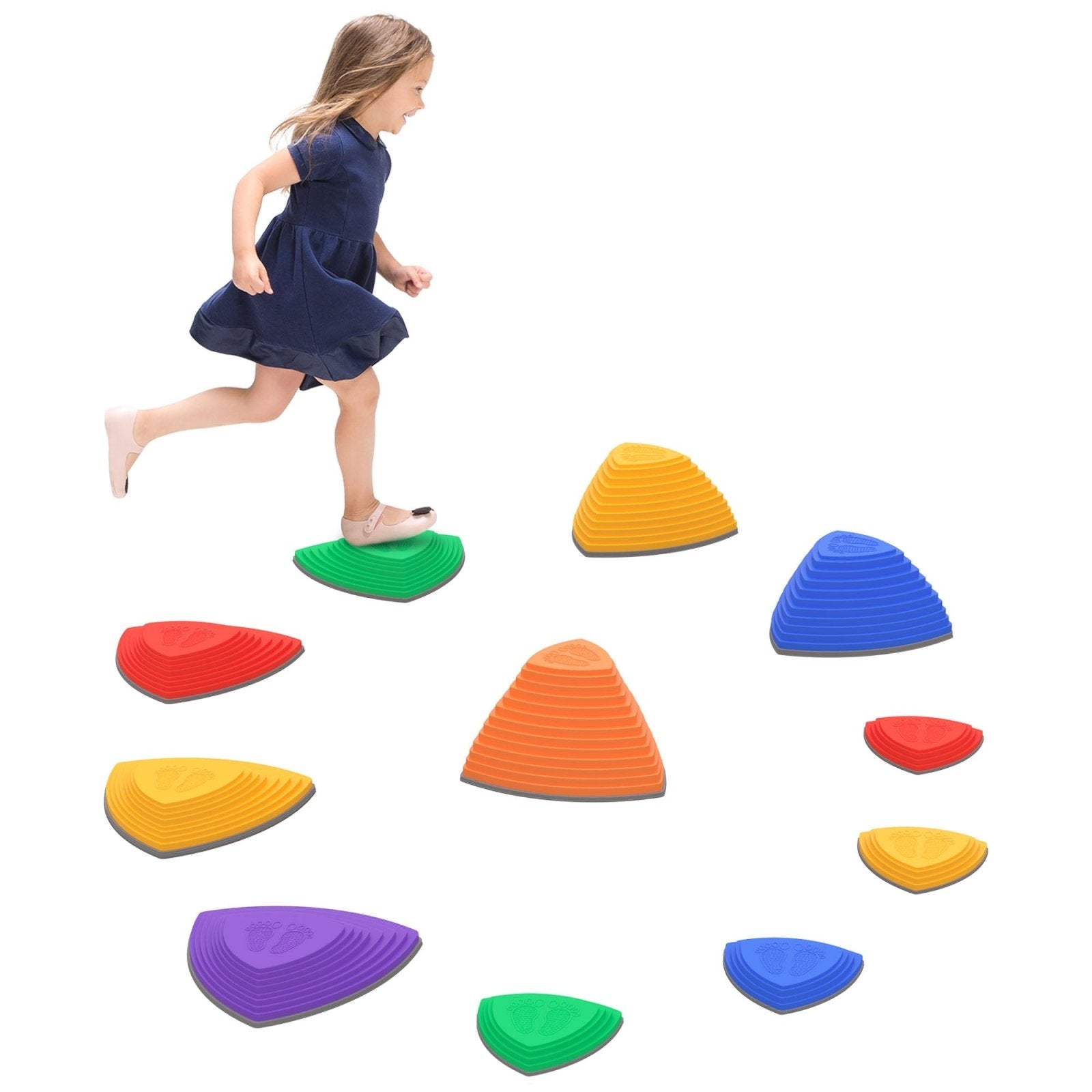 11 PCs Stepping Stones Kids Balance River Stones Indoor Outdoor for 3 - 8 Ages Obstacle Course, Sensory Play, Stackable, Non - Slip - Bedzy UK modern and affordable home furniture England