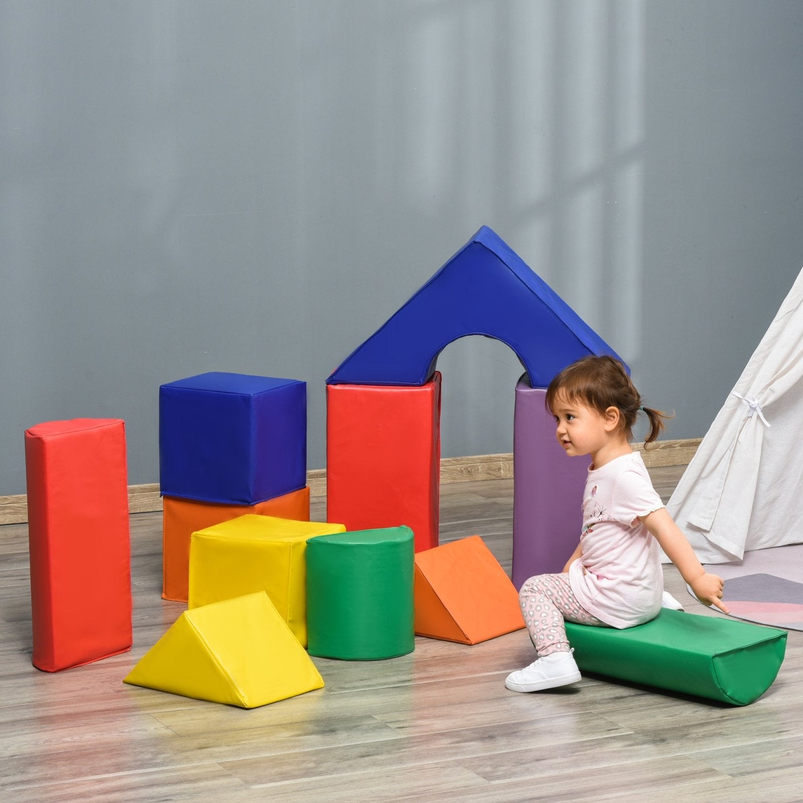 11 Piece Soft Play Blocks Kids Climb and Crawl Gym Toy Foam Building and Stacking Blocks Non - Toxic Learning Play Set Activity Toy Brick - Bedzy UK modern and affordable home furniture England