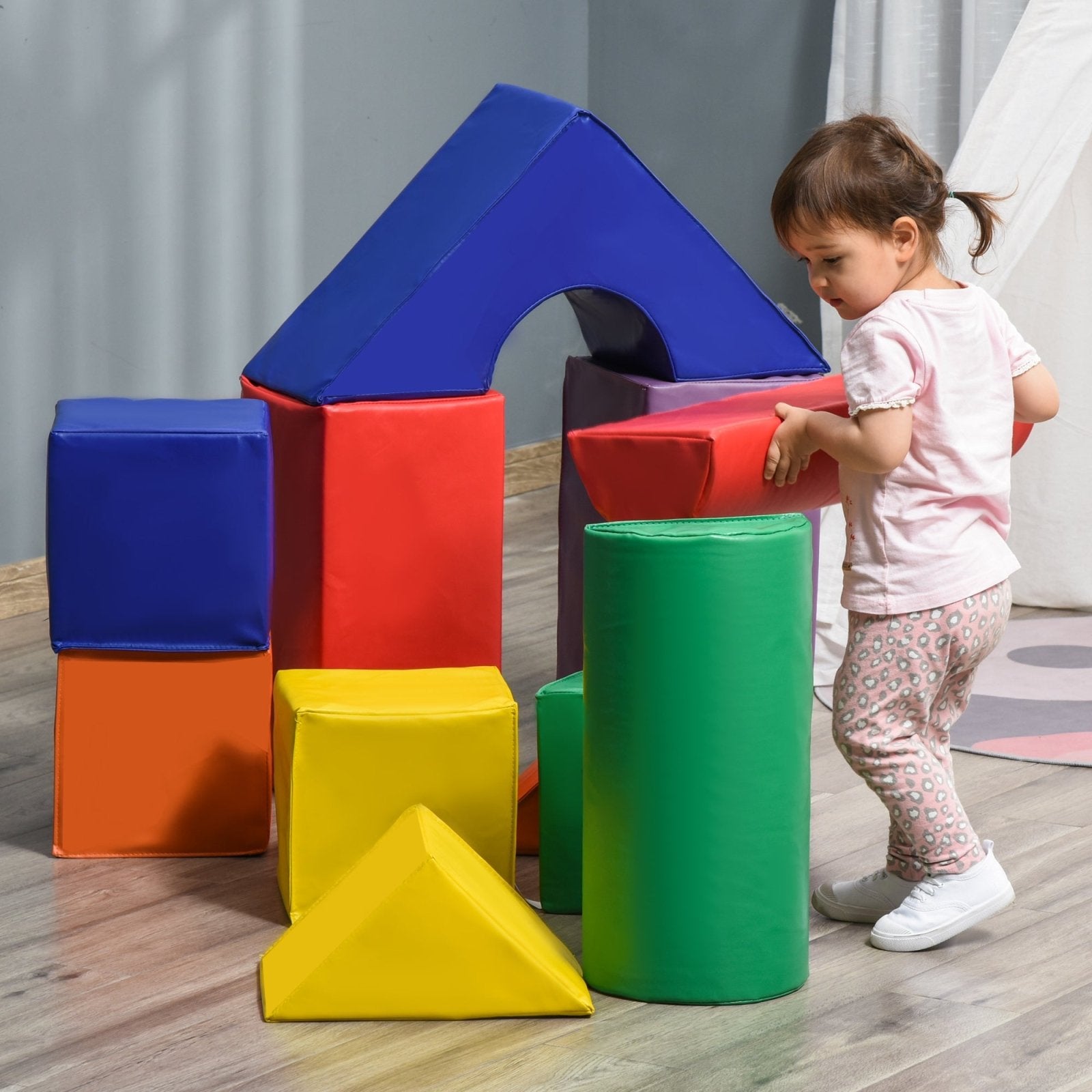 11 Piece Soft Play Blocks Kids Climb and Crawl Gym Toy Foam Building and Stacking Blocks Non - Toxic Learning Play Set Activity Toy Brick - Bedzy UK modern and affordable home furniture England