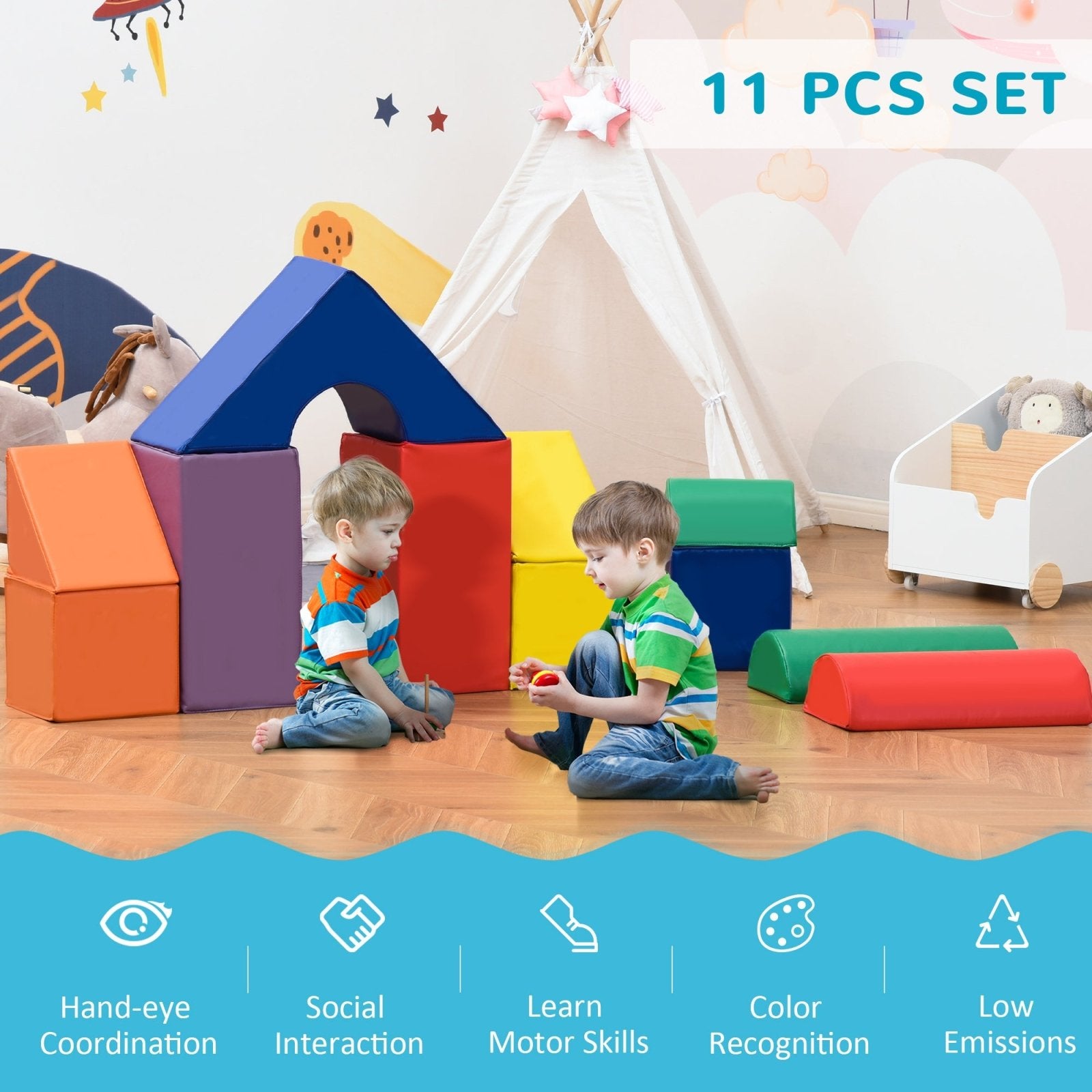 11 Piece Soft Play Blocks Kids Climb and Crawl Gym Toy Foam Building and Stacking Blocks Non - Toxic Learning Play Set Activity Toy Brick - Bedzy UK modern and affordable home furniture England