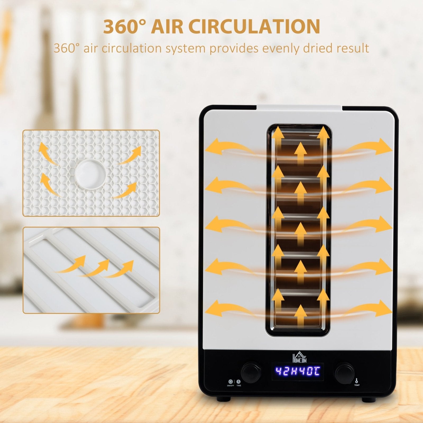 11 Tier Food Dehydrator, 550W Food Dryer Machine with Adjustable Temperature, Timer and LCD Display for Drying Fruit, Meat, Vegetable, White - Bedzy UK modern and affordable home furniture England